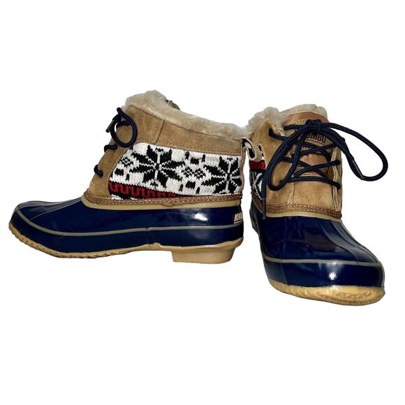 Khombu Women's Jazzy Snow Winter Duck Boots Size 7M Leather Sweater Steel Shank - Picture 3 of 9